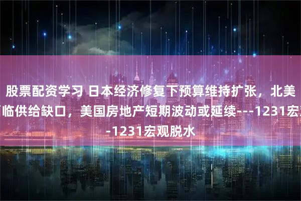 股票配资学习 日本经济修复下预算维持扩张，北美原铝面临供给缺口，美国房地产短期波动或延续---1231宏观脱水